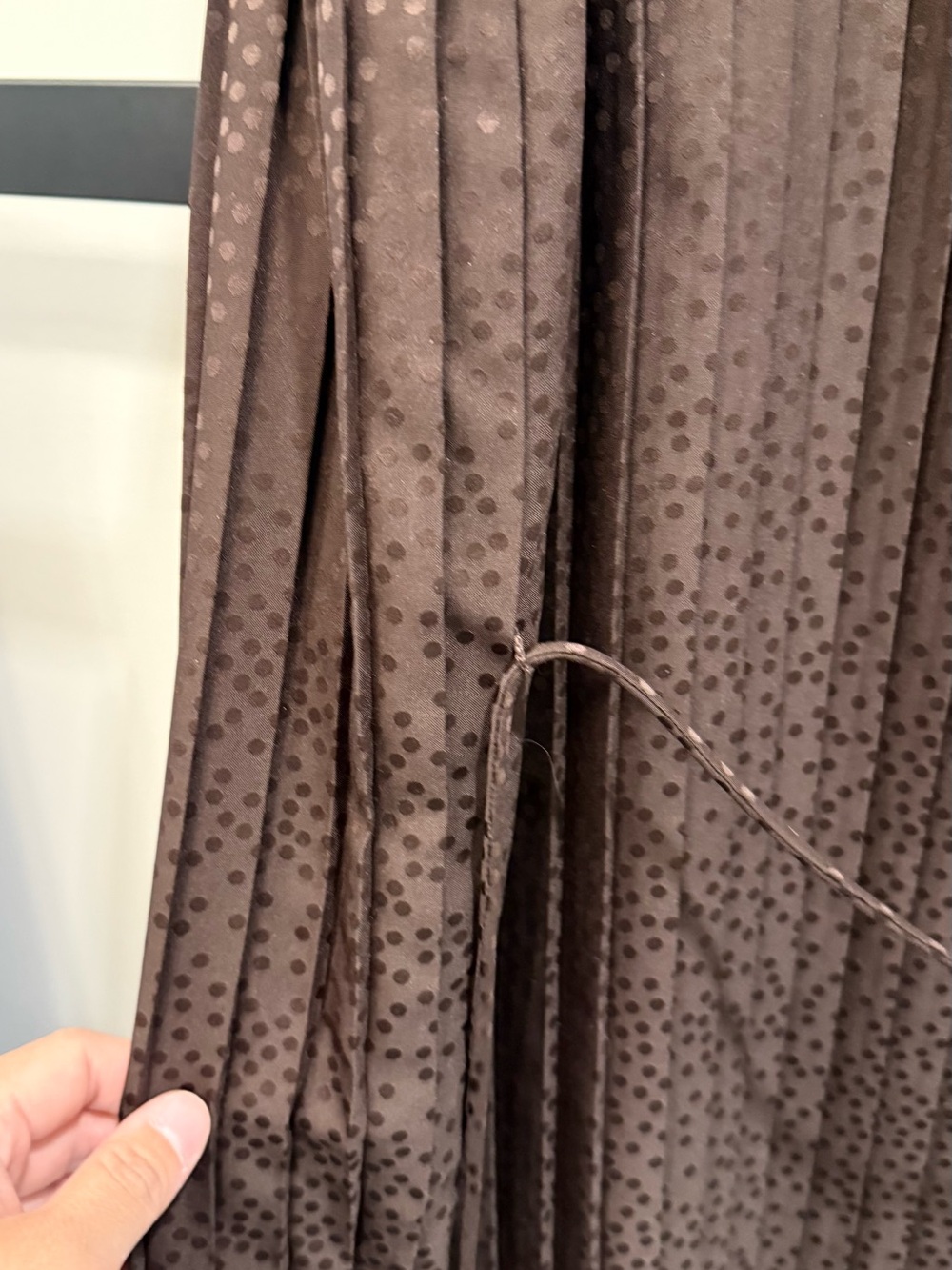 Chocolate brown pleated tie waist dress - Picture 3 of 5